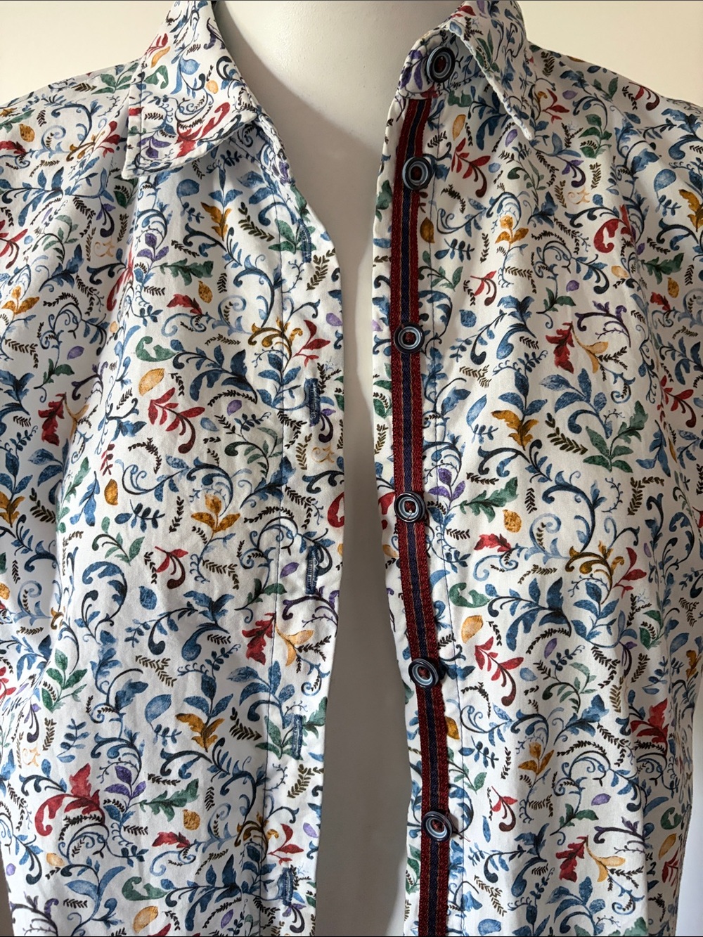 Erfo Original Floral Long-Sleeve Button-Up Shirt Size 36 - Picture 9 of 12
